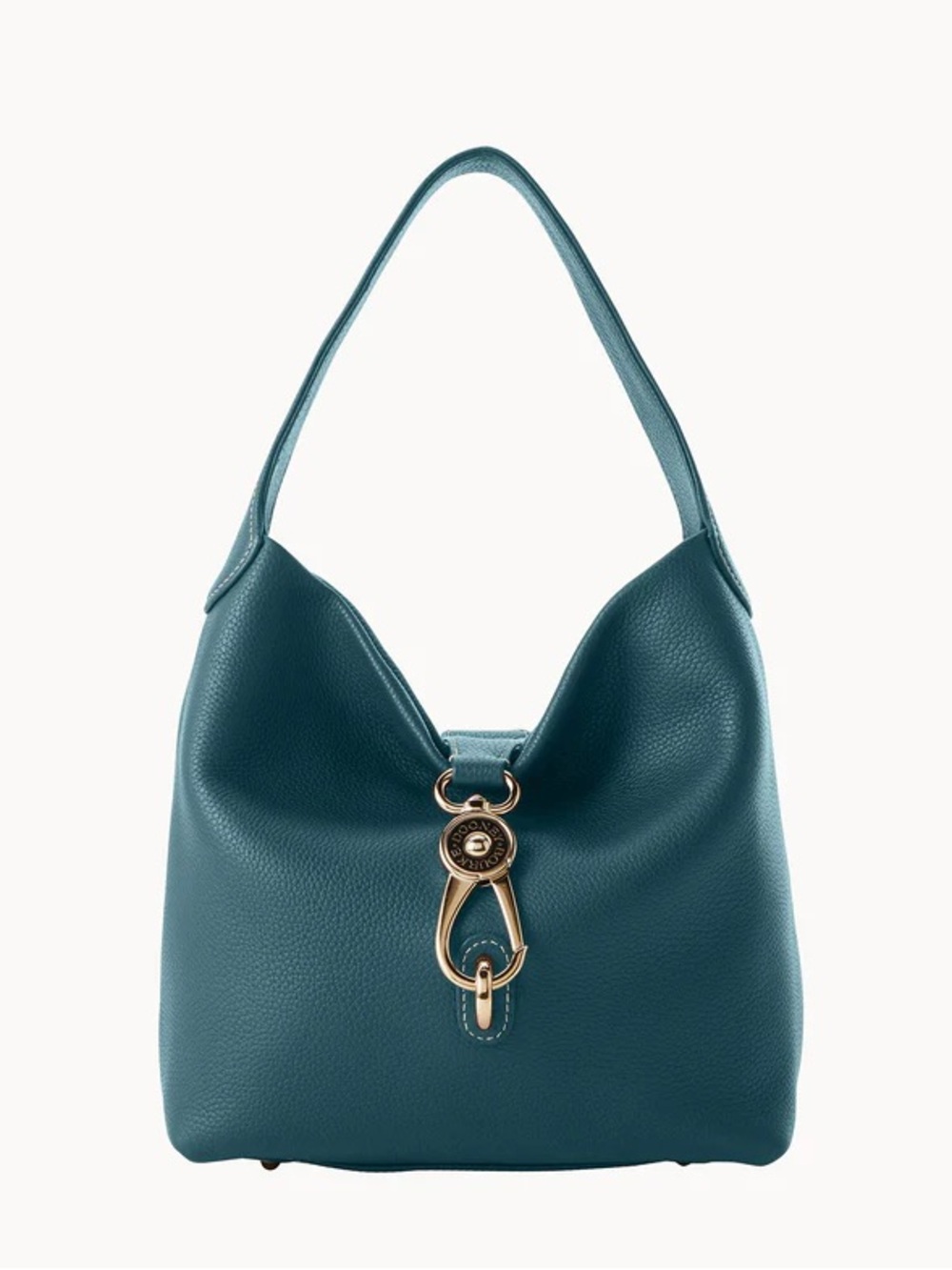 Dooney and Bourke teal pebble leather logo lock sac hobo